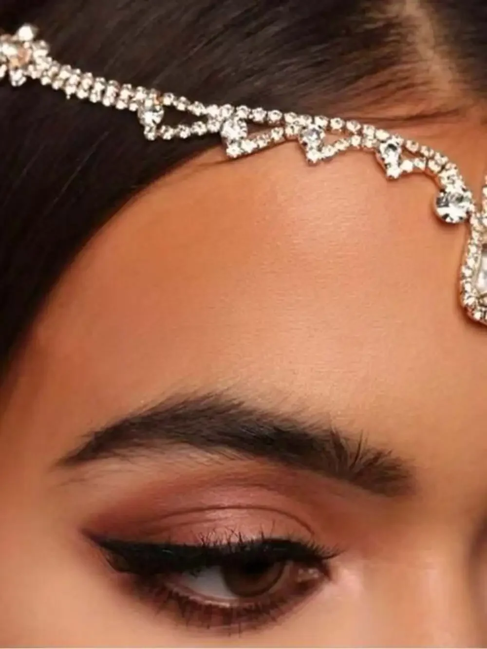 HOST PICK Rhinestone Teardrop Forehead Chain Headpiece - Gold